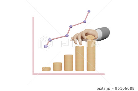 3d businessman hands holding coin with charts and graph 96106689