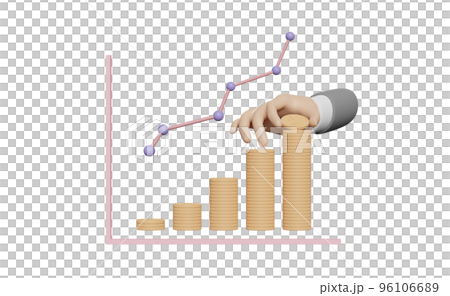3d businessman hands holding coin with charts and graph 96106689