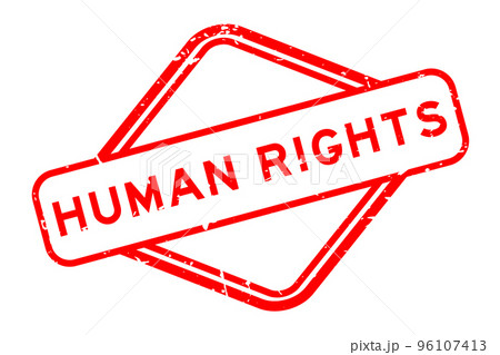 Grunge red human rights word rubber seal stamp  on white background 96107413