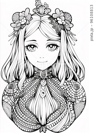 Colouring picture drawn in zentangle style. Coloring Book. Coloring book page 96108813