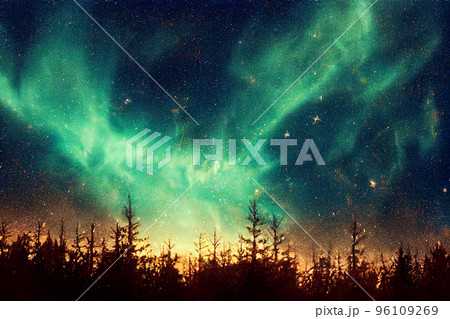 Christmas Starry Sky Scene 3D illustration 96109269