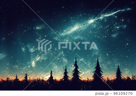 Christmas Starry Sky Scene 3D illustration 96109270