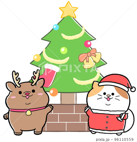 猫のサンタとクリスマスデコレーションセット