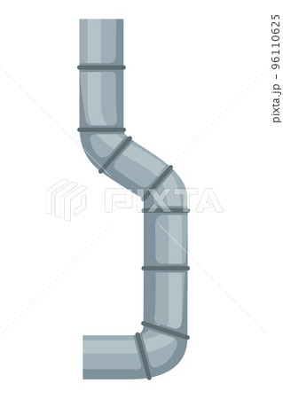 Ventilation pipe. Vent system element. Isolated cartoon part. Air system, steel pipe detail constructor on white background Ventilation pipe. Vent system element. Isolated cartoon part. Air system, steel pipe detail constructor on white background 96110625