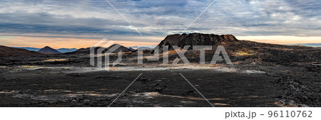 Fagradalsfjall volcanic at sunset, Iceland 96110762