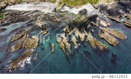Bizarre rocks on the seashore. Top view of the rocks of the Celtic Sea. Bizarre rocks on the seashore. Top view of the rocks of the Celtic Sea. 96112022