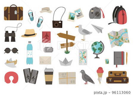 Vector big set of traveling objects isolated on white background. Trendy journey kit. Travel icons collection. Vacation infographic elements pack. Vector big set of traveling objects isolated on white background. Trendy journey kit. Travel icons collection. Vacation infographic elements pack. 96113060