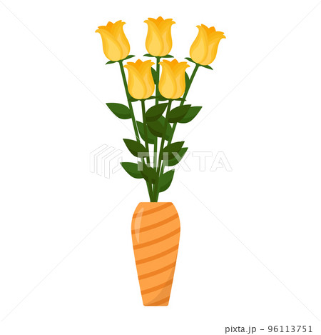 Bouquet of yellow roses in vase, vector illustration Bouquet of yellow roses in vase, vector illustration 96113751