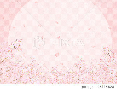 美しい桜ーピンク色ー市松模様ー和紙の壁紙ー豪華絢爛背景素材フレーム 美しい桜ーピンク色ー市松模様ー和紙の壁紙ー豪華絢爛背景素材フレーム 96113828