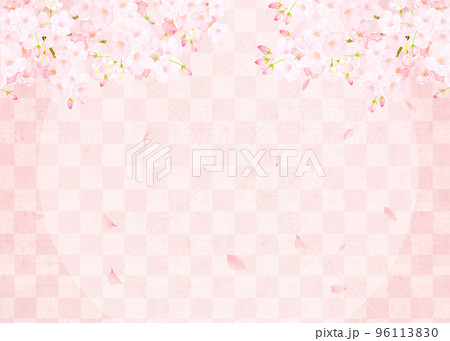 美しい桜ーピンク色ー市松模様ー和紙の壁紙ー豪華絢爛背景素材フレーム 美しい桜ーピンク色ー市松模様ー和紙の壁紙ー豪華絢爛背景素材フレーム 96113830
