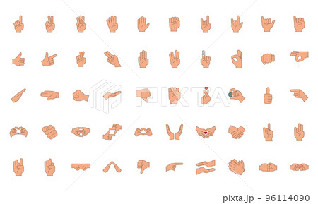Set of different hand gestures icon Vector 96114090