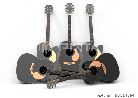 Set of electric acoustic guitar isolated on white background. 96114664