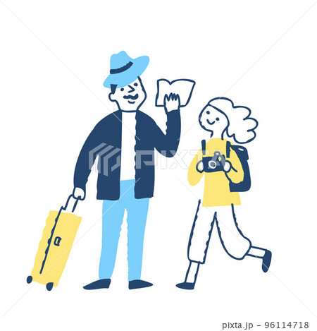 旅行をしている笑顔の男女 旅行をしている笑顔の男女 96114718