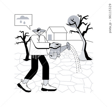 Drought abstract concept vector illustration. Extreme weather condition, erosion problem, lack of rainfall, global warming, combat drought, natural disaster, rough summer heat abstract metaphor. Drought abstract concept vector illustration. Extreme weather condition, erosion problem, lack of rainfall, global warming, combat drought, natural disaster, rough summer heat abstract metaphor. 96115329