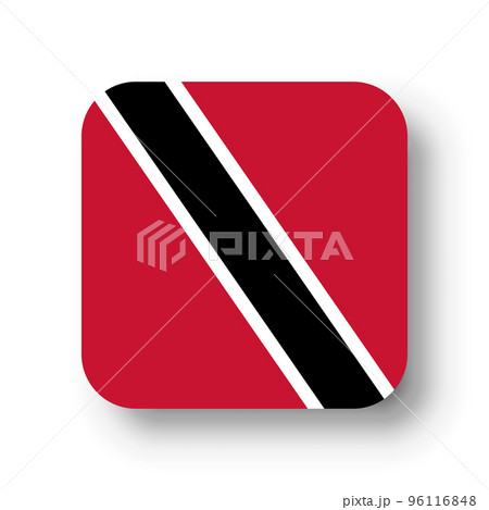 Trinidad and Tobago flag - flat vector square with rounded corners and dropped shadow. 96116848