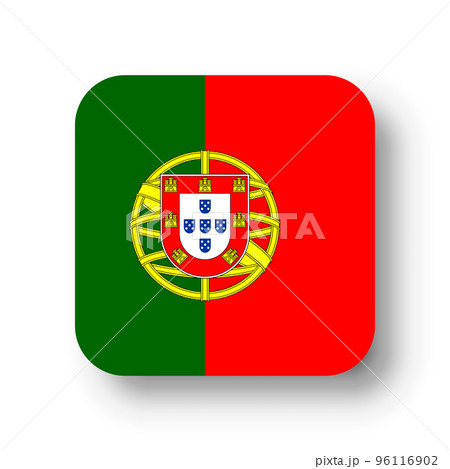 Portugal flag - flat vector square with rounded corners and dropped shadow. Portugal flag - flat vector square with rounded corners and dropped shadow. 96116902