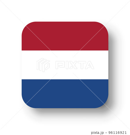 Netherlands flag - flat vector square with rounded corners and dropped shadow. Netherlands flag - flat vector square with rounded corners and dropped shadow. 96116921