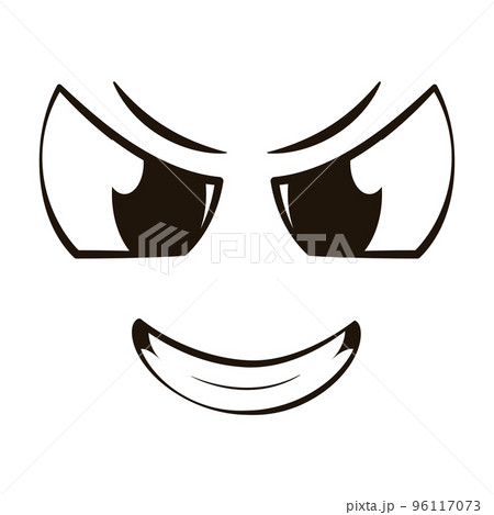 Flat angry expression emote avatar Vectorのイラスト素材 [96117073] - PIXTA