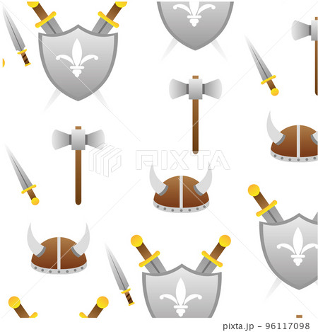 Seamless pattern background with medieval weapons icon Vector Seamless pattern background with medieval weapons icon Vector 96117098