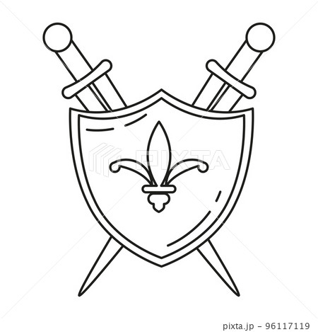 medieval sword and shield drawing