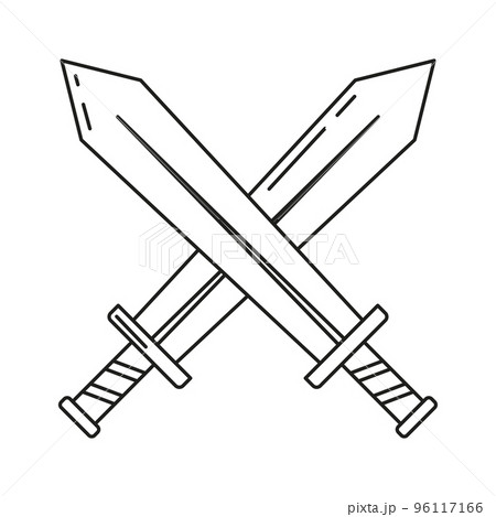 Pair of sword weapons medieval icon Vector Pair of sword weapons medieval icon Vector 96117166