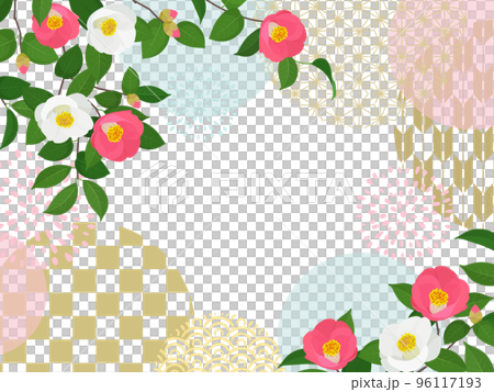 Enclosing frame of camellia and Japanese pattern Enclosing frame of camellia and Japanese pattern 96117193