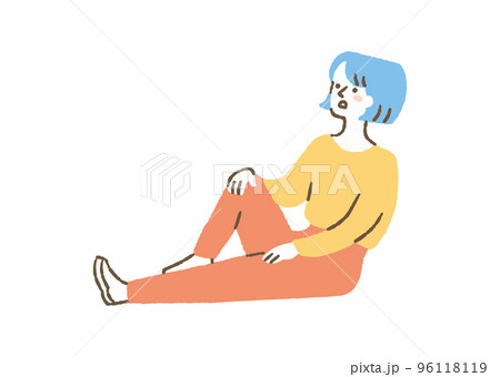 放心状態で座っている女性_色 96118119