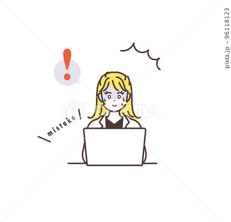 ミスに気付いたビジネスウーマンのイラスト素材　ビジネスシーン 96118123