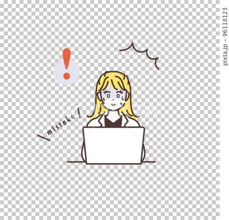 ミスに気付いたビジネスウーマンのイラスト素材　ビジネスシーン 96118123