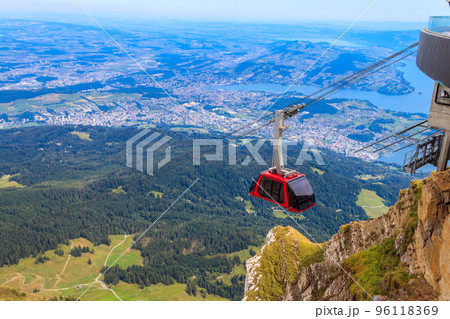 Overhead cable car to the top of Mount Pilatus in Canton Lucerne, Switzerland 96118369