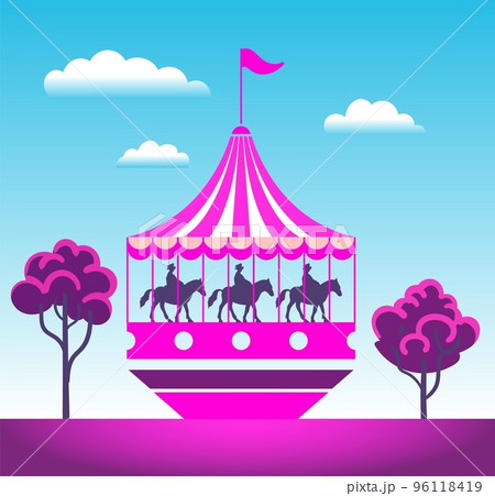 Pink circus from fairy world, minimalist vector cartoon, punchy forms and colors that demand attention Pink circus from fairy world, minimalist vector cartoon, punchy forms and colors that demand attention 96118419