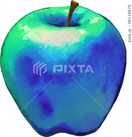 毒々しい青りんごの水彩風ベクターイラストのイラスト素材 [96118676