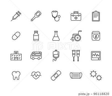 医療系線画アイコンセット 96118820