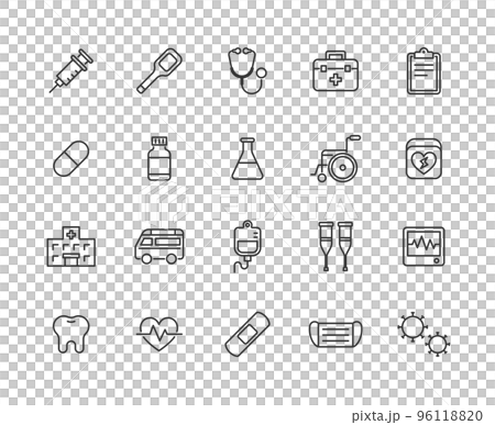 医療系線画アイコンセット 96118820