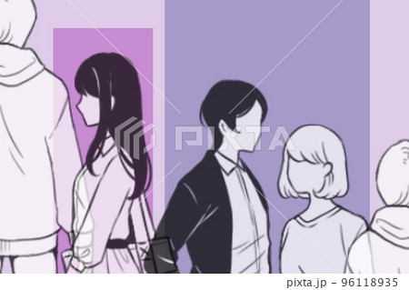 すれ違う二人 恋人同士 イラストのイラスト素材 [96118935] - PIXTA