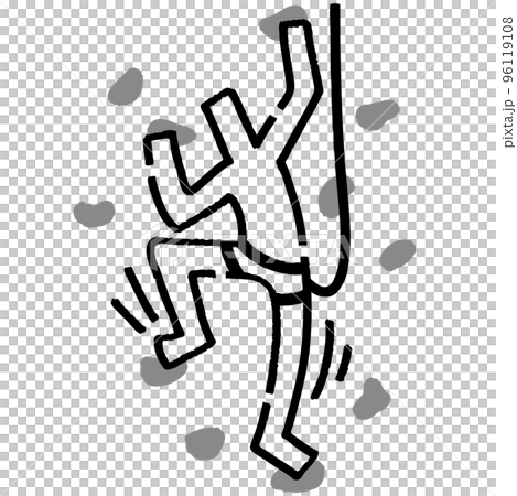 ボルダリングをする棒人間。手描きのベクターイラスト。 ボルダリングをする棒人間。手描きのベクターイラスト。 96119108