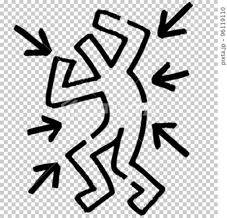 Stickman to be attacked. Hand drawn vector illustration. 96119110