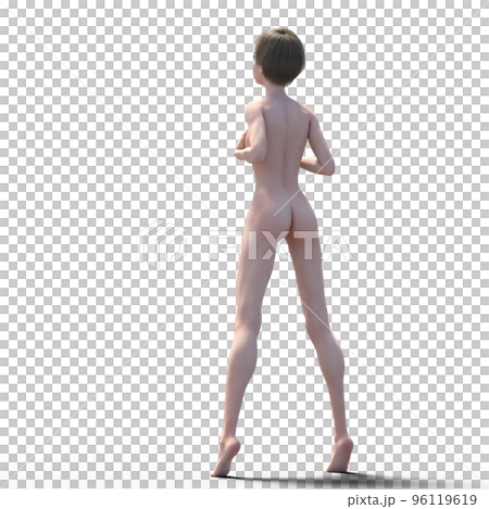 擺姿勢的女人裸體 perming3DCG 插圖素材 96119619