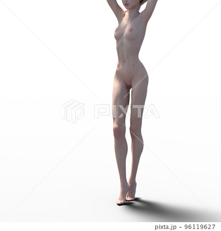 ポーズする女性　ヌード　perming3DCGイラスト素材 96119627