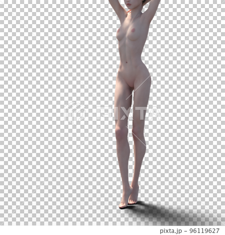ポーズする女性　ヌード　perming3DCGイラスト素材 96119627
