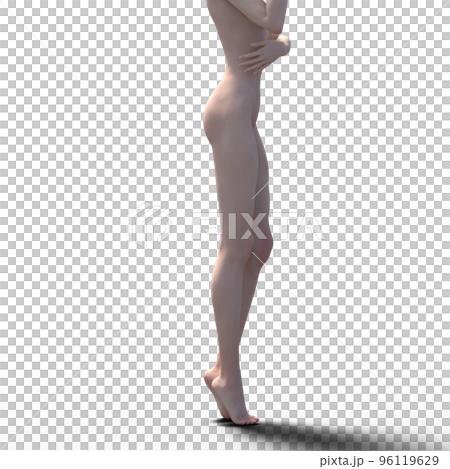 ポーズする女性　ヌード　perming3DCGイラスト素材 96119629