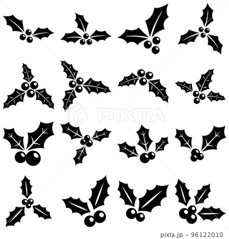 Set of holly berries in flat style isolated 96122010