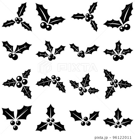 Set of holly berries in flat style isolated 96122011