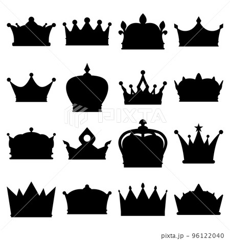 Set of Crown in flat style isolated 96122040