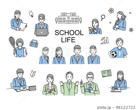 スクールライフ　生徒と教師　学生生活のイラスト 96122722
