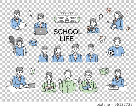 スクールライフ　生徒と教師　学生生活のイラスト 96122722
