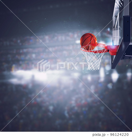 Ball goes fast to the basket at the stadium 96124220