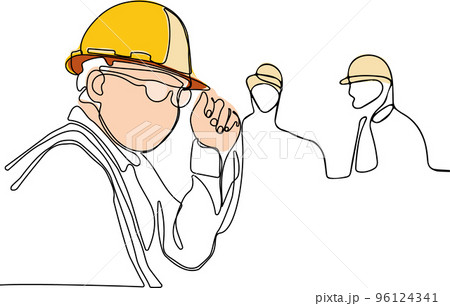 construction manager and engineer working on building site. Vector illustration 96124341