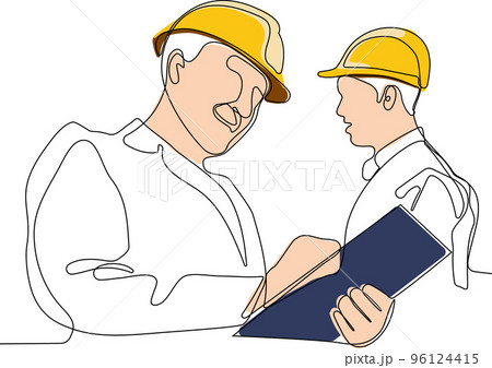 construction manager and engineer working on building site. Vector illustration 96124415