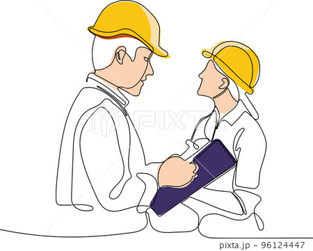 construction manager and engineer working on building site. Vector illustration 96124447